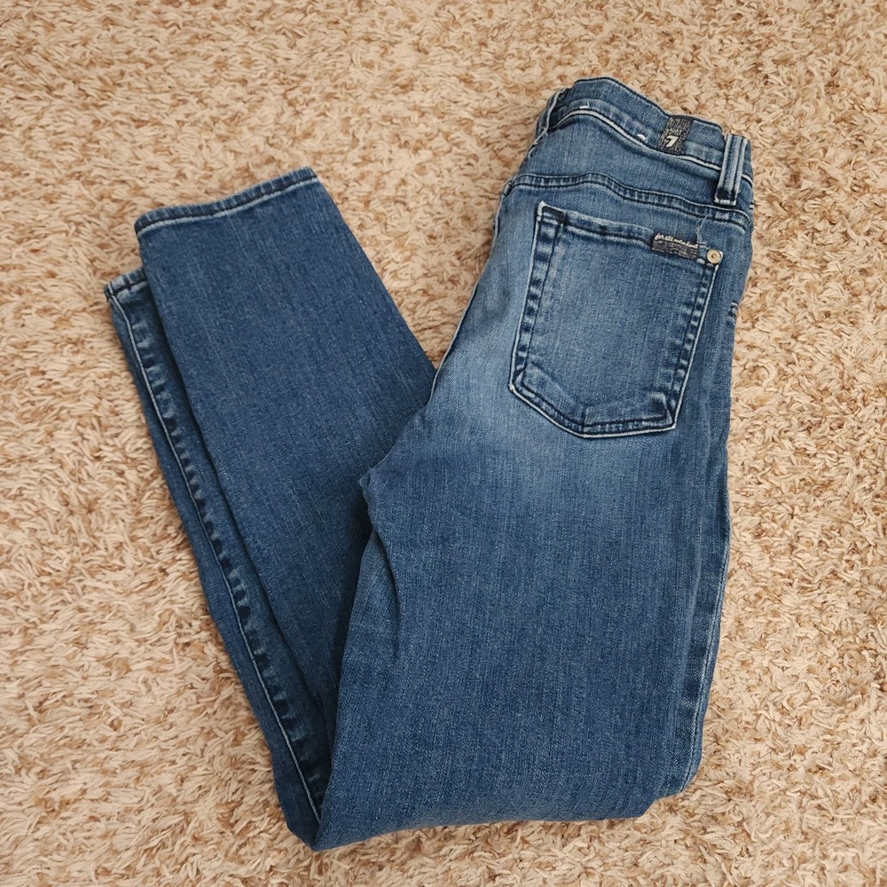 7 For All‎ Mankind The Ankle Skinny Womens 27 Mid-Rise Blue Jeans
